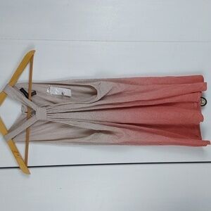 White house Black Market Cream & Pink ombre Metallic SHIMMER Halter top LARGE